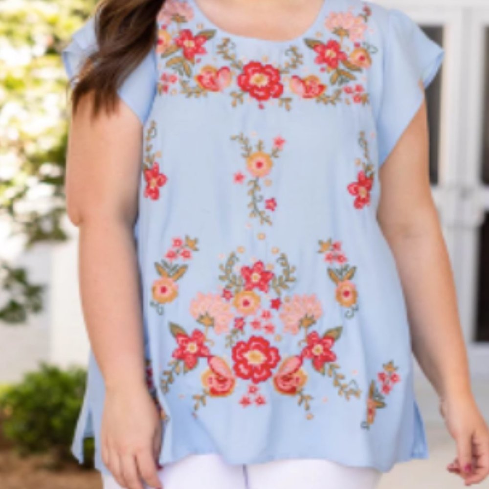 Chic Soul "Golden Days Top" in Sky Blue 2X